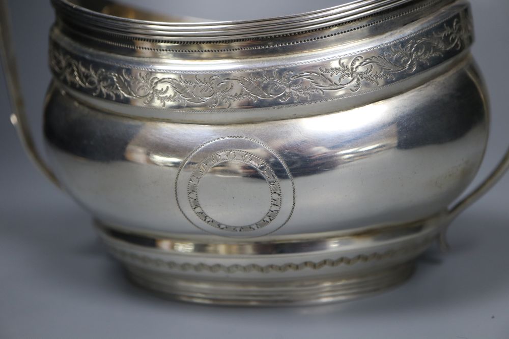 A George III silver sugar bowl, London, 1801 and pair of Georgian silver sugar tongs, 9.5oz.